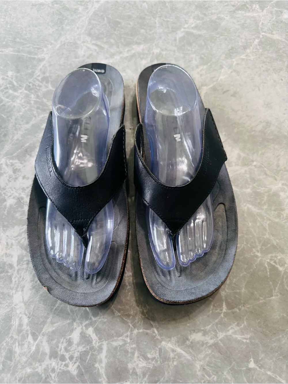 Merrell Sandals Mens Leather Slip-On Flip Flops Performance Hiking Outdoor SZ 13